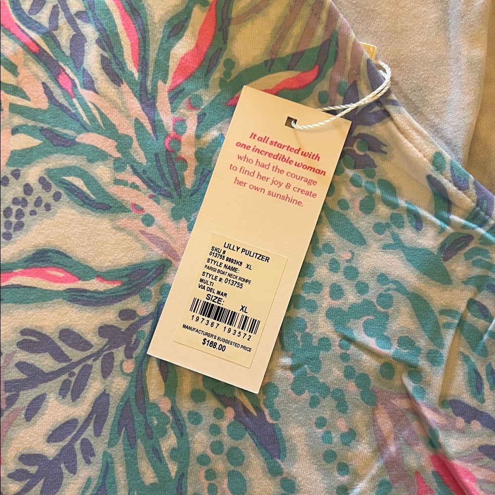Lilly Pulitzer Parigi Boat Neck Romper Via Del Mar XL - Picture 11 of 11